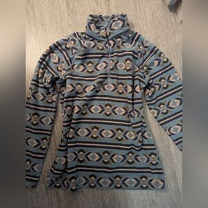 Eddie Bauer Blue Multi Colored Quarter Zip Fleece, Size L